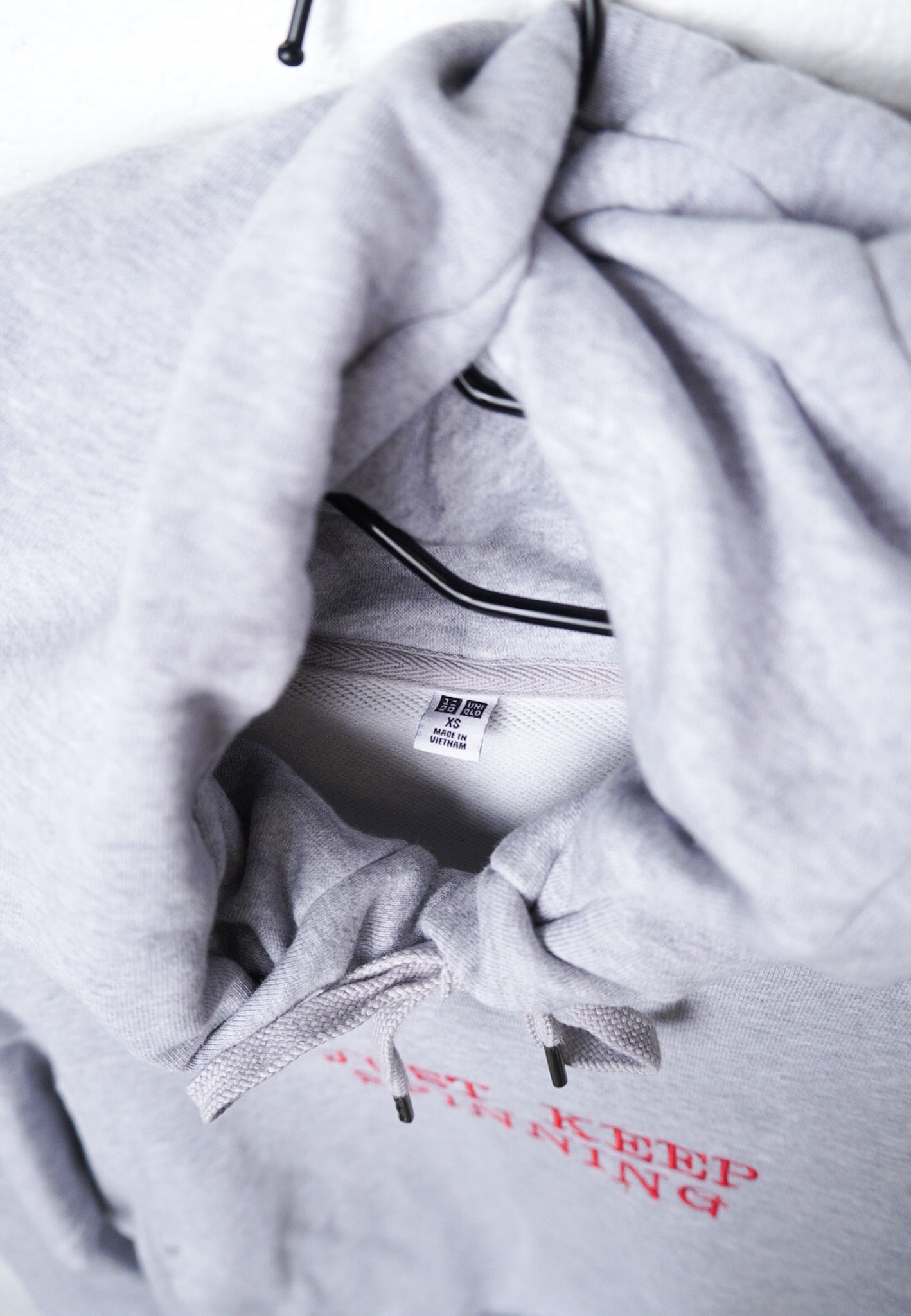 X-SMALL -UNIQLO- Grey "Just Keep Spinning" Hoodie