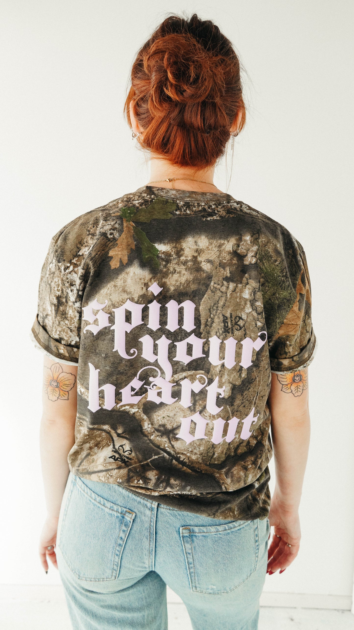 SPIN YOUR HEART OUT CAMO COLOR GUARD SHIRT