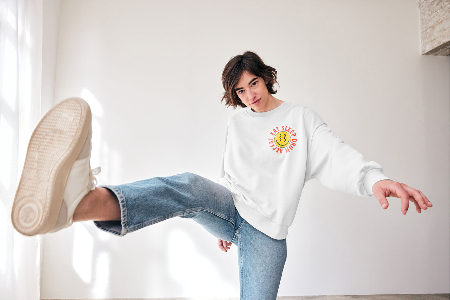 "EAT SLEEP DRUM REPEAT" CREW NECK