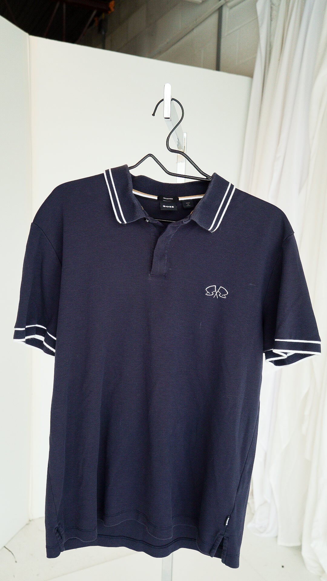MEDIUM -  Boss - Polo with Flag Logo Design