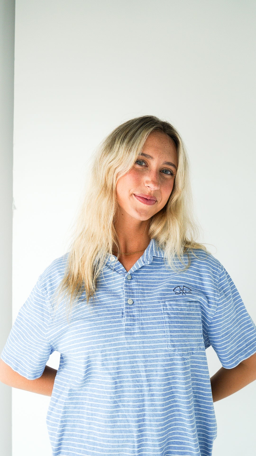 LARGE - UNISEX- J. CREW - Polo with Flag Logo design