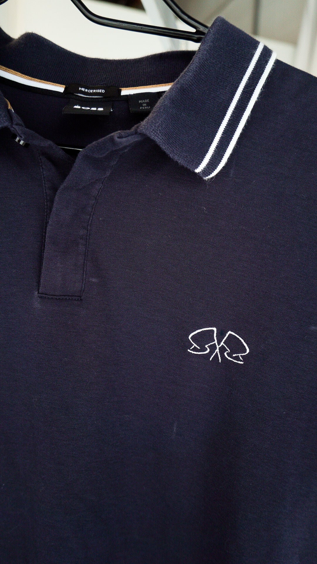 MEDIUM -  Boss - Polo with Flag Logo Design