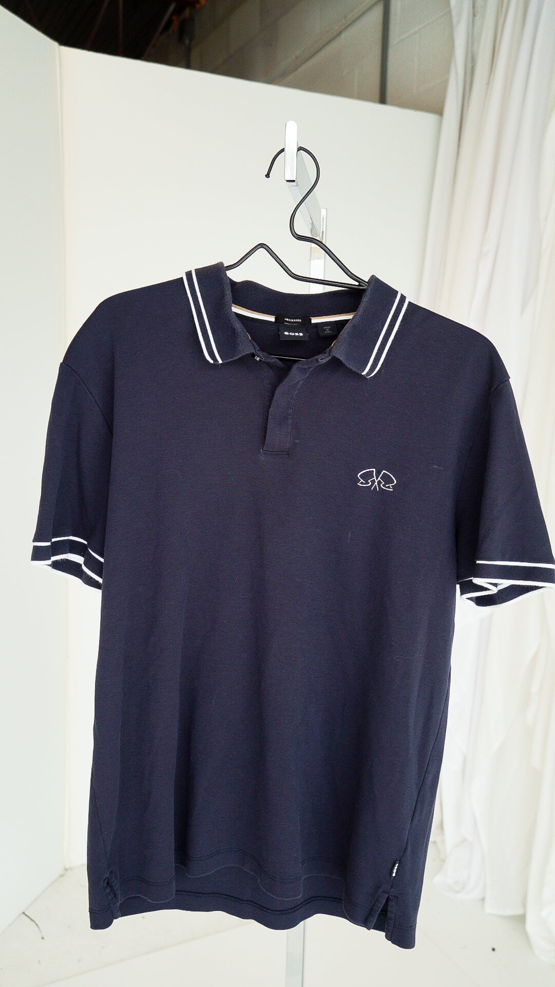 MEDIUM -  Boss - Polo with Flag Logo Design