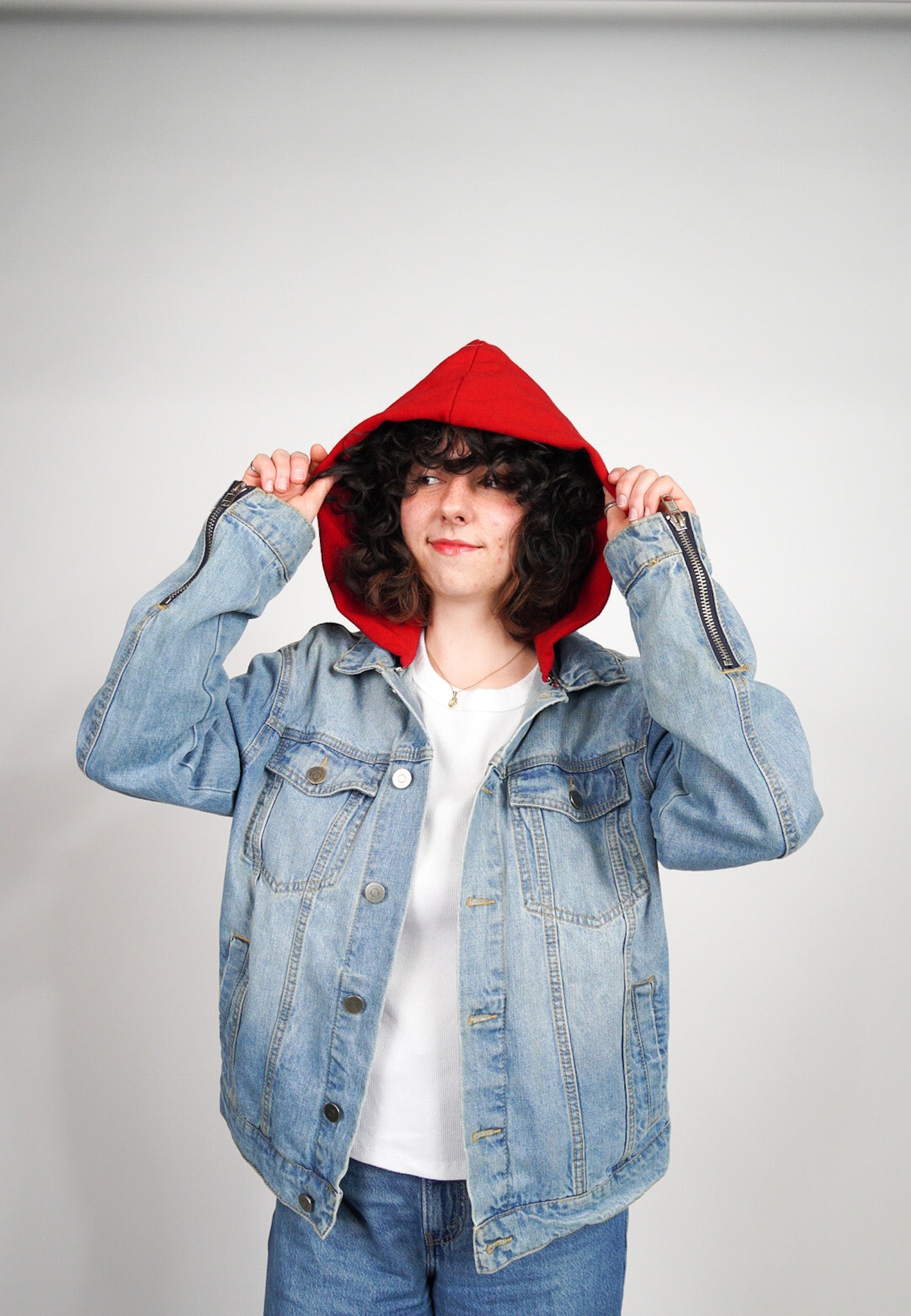 MEDIUM  -FOREVER 21- Jean Jacket with Snoopy and "Make Your Own Kind Of Music" Design