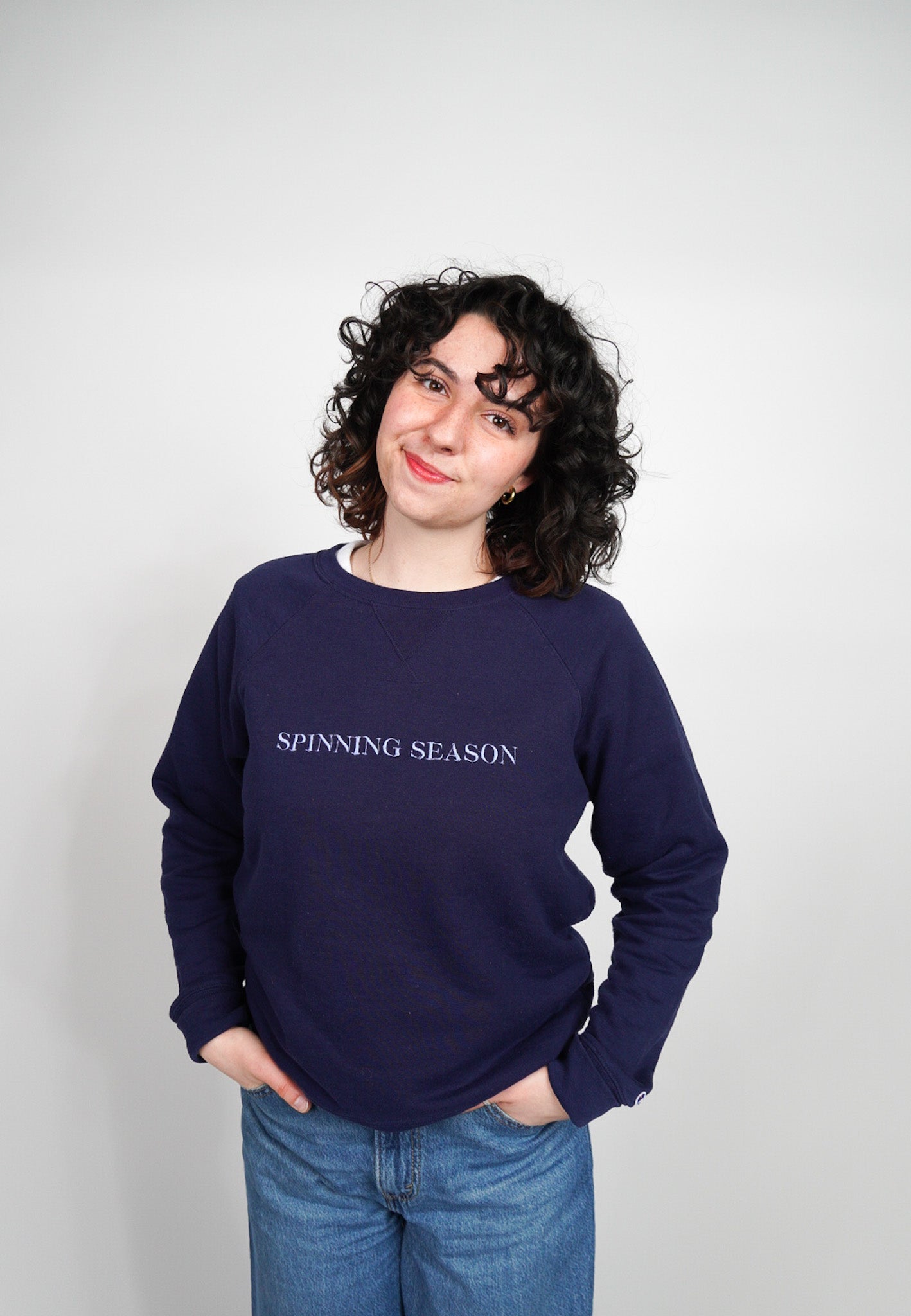 MEDIUM -CHAMPION- Sweatshirt with "Spinning Season" design