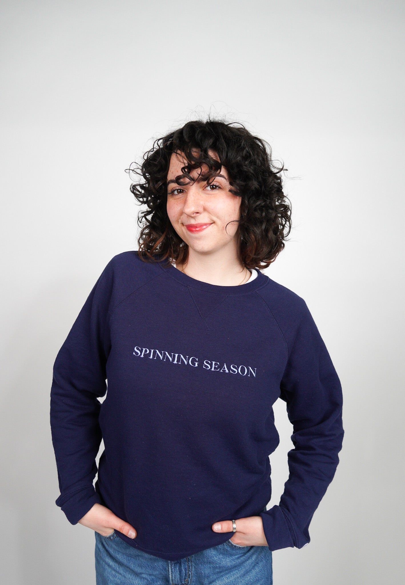 MEDIUM -CHAMPION- Sweatshirt with "Spinning Season" design