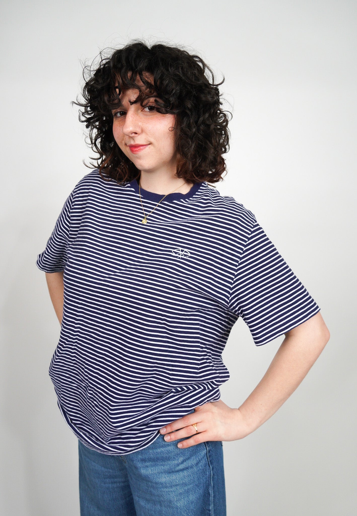 LARGE - Unisex- SADDLEBREAD- Ringer T-shirt with pocket area Flag Logo design