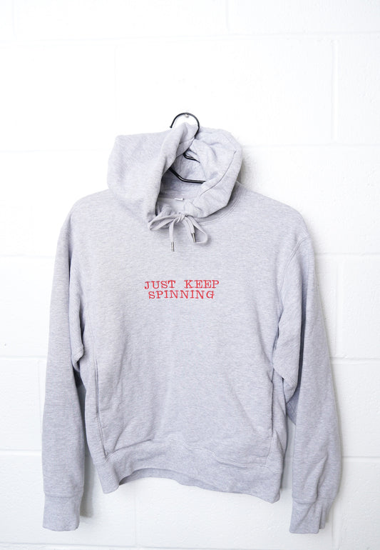X-SMALL -UNIQLO- Grey "Just Keep Spinning" Hoodie