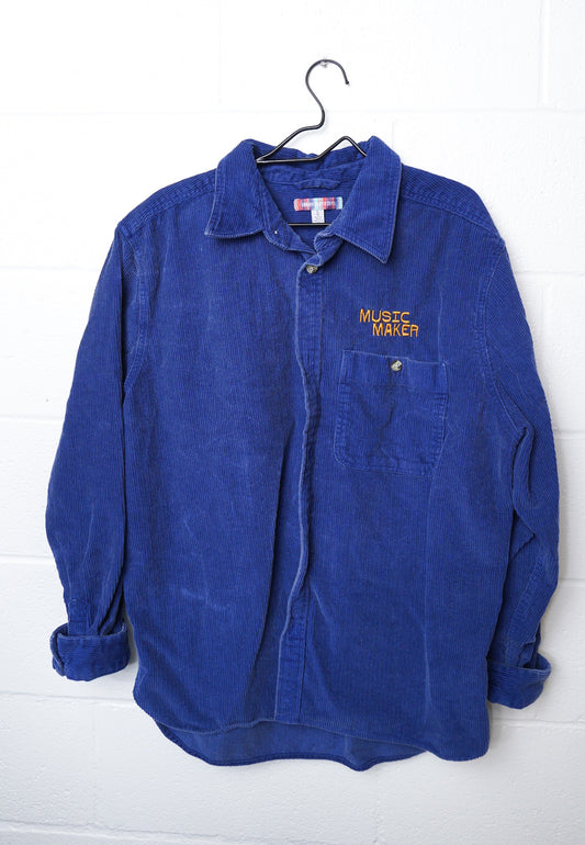 LARGE Corduroy Button Up with "Music Maker" Design