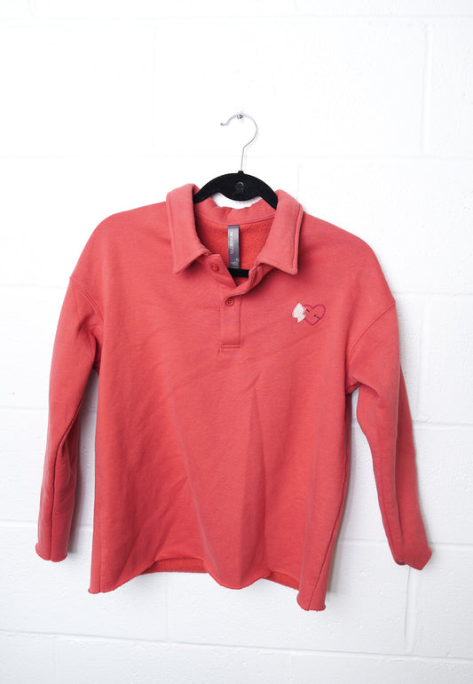 SMALL-MONDETTA- Polo Sweatshirt with Heart Flag Design