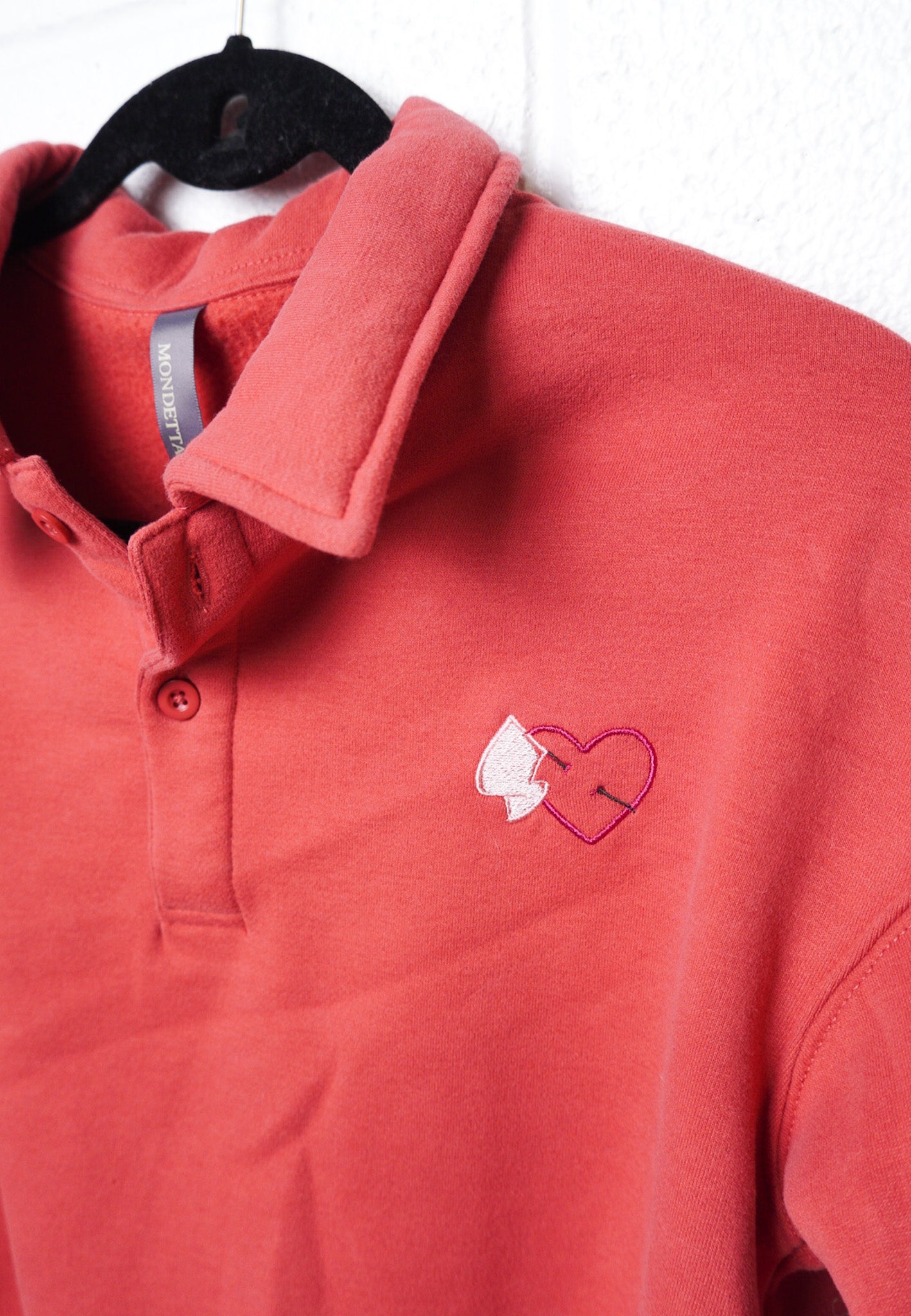 SMALL-MONDETTA- Polo Sweatshirt with Heart Flag Design