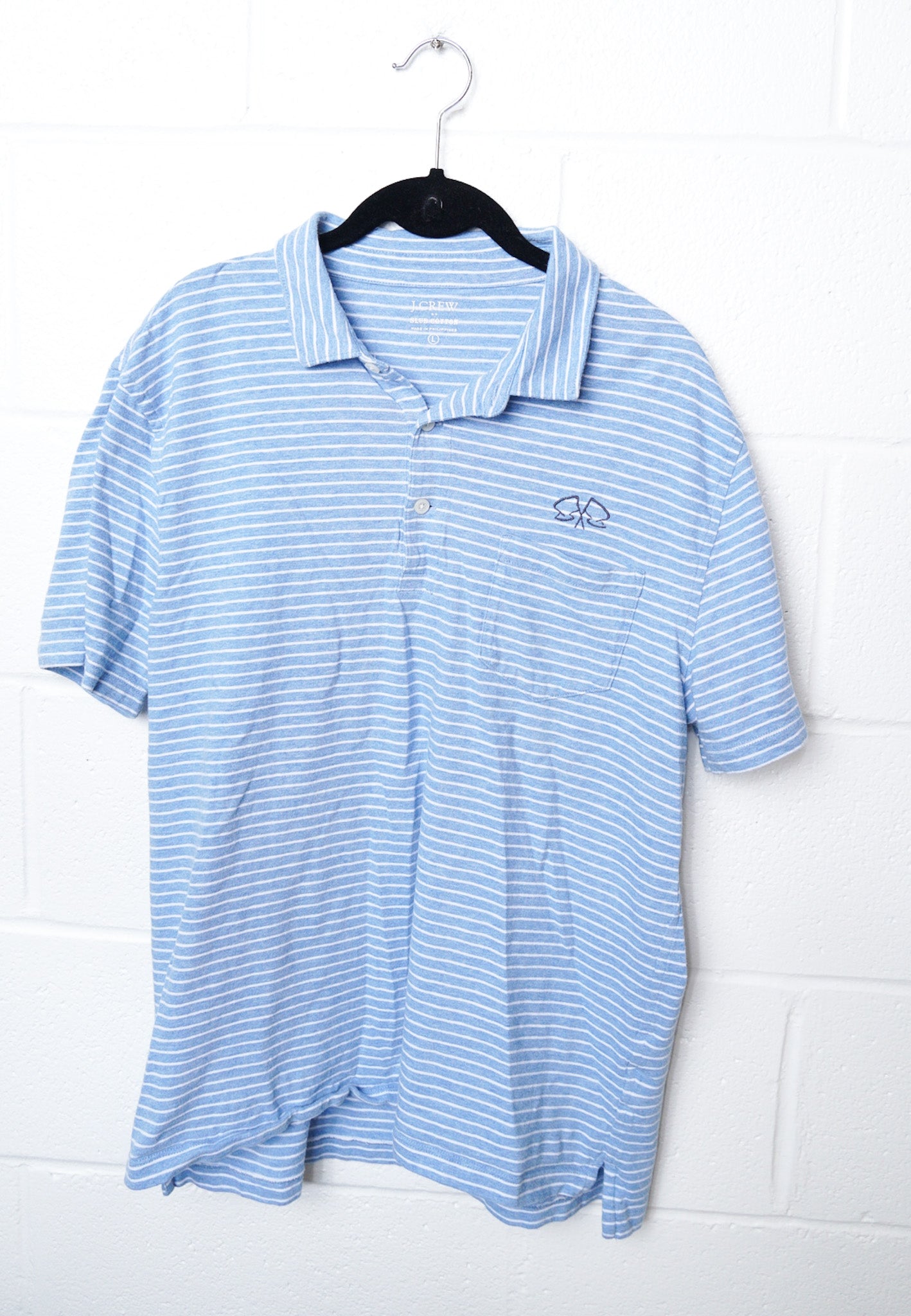 LARGE - UNISEX- J. CREW - Polo with Flag Logo design