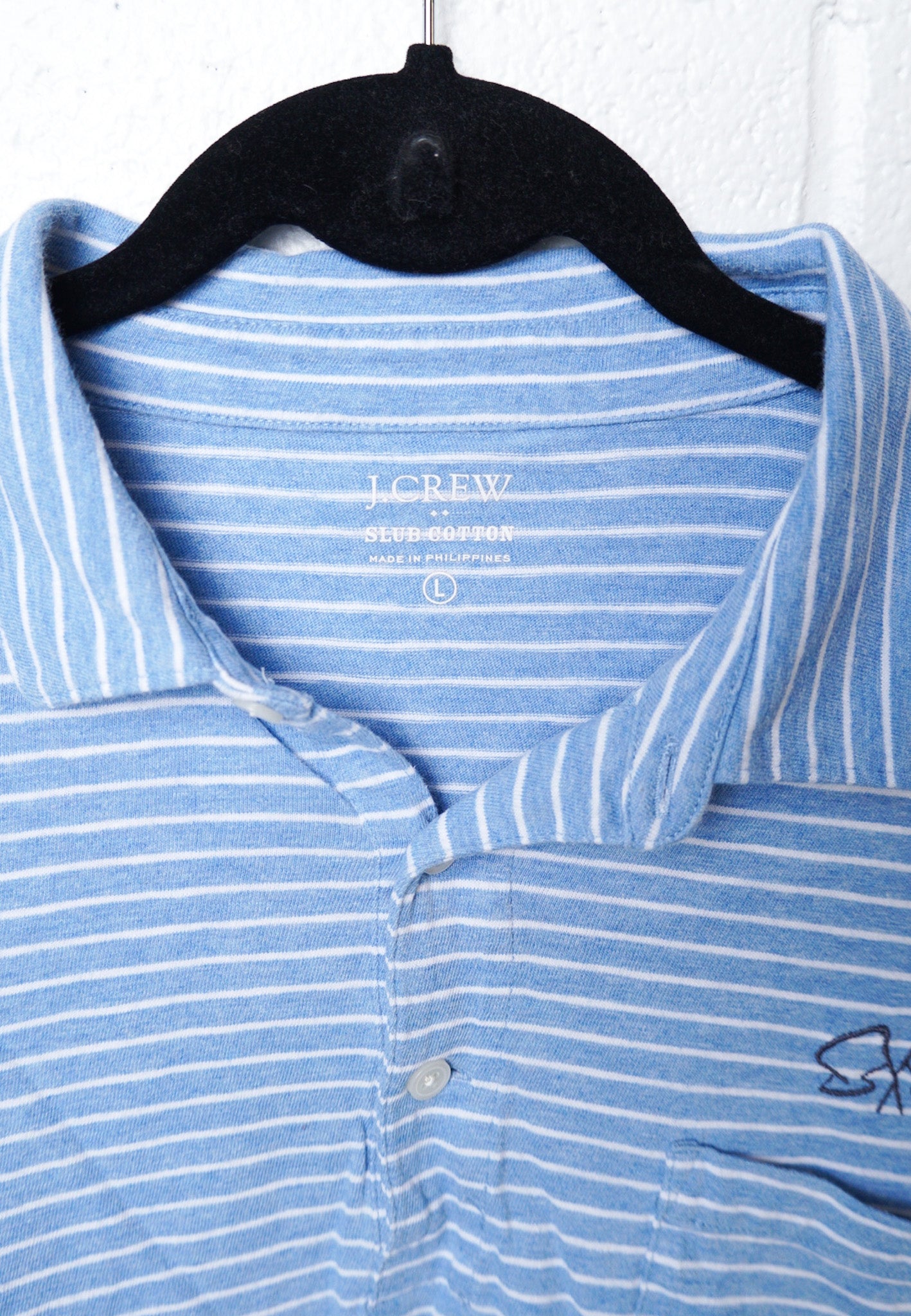 LARGE - UNISEX- J. CREW - Polo with Flag Logo design