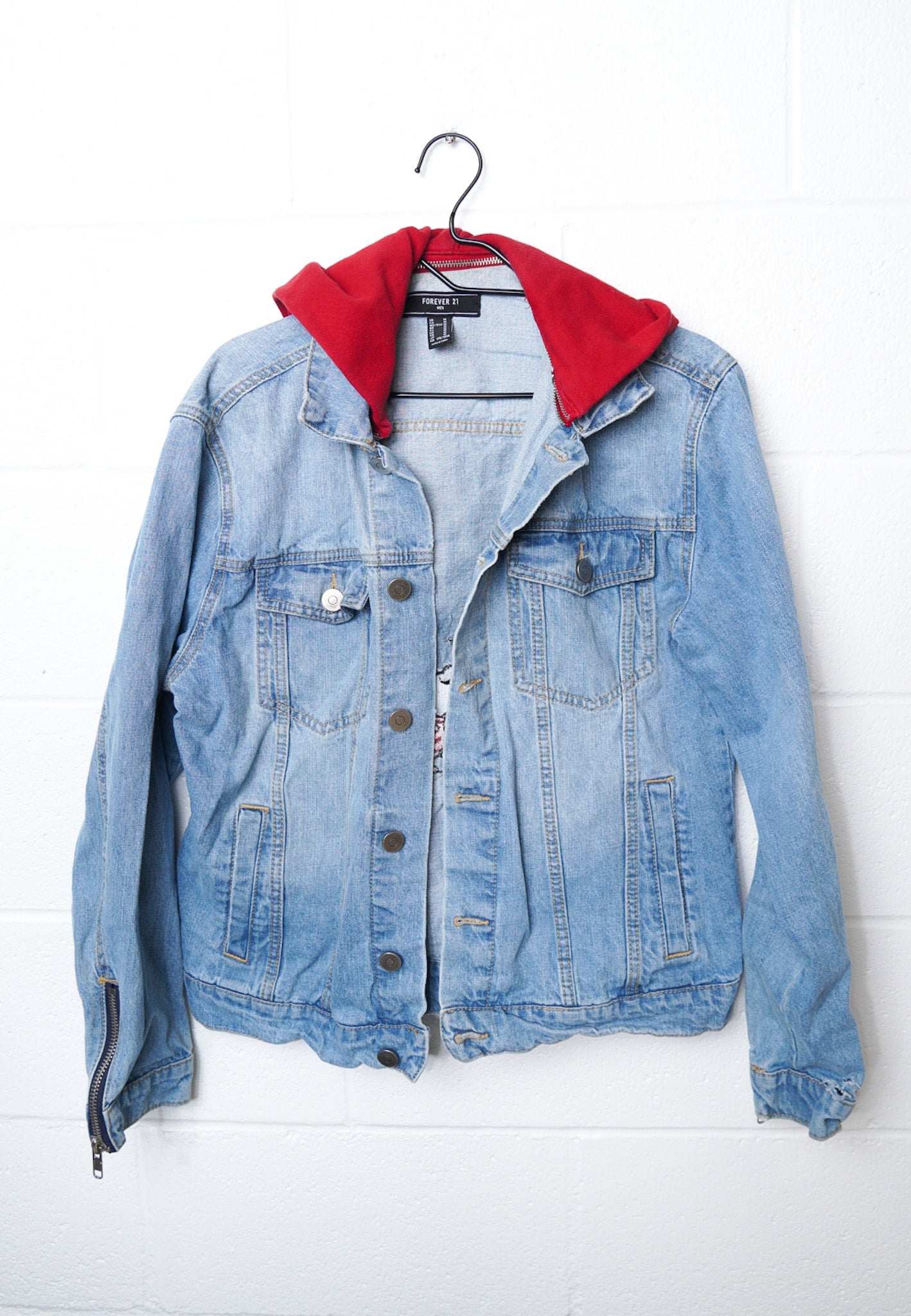 MEDIUM  -FOREVER 21- Jean Jacket with Snoopy and "Make Your Own Kind Of Music" Design