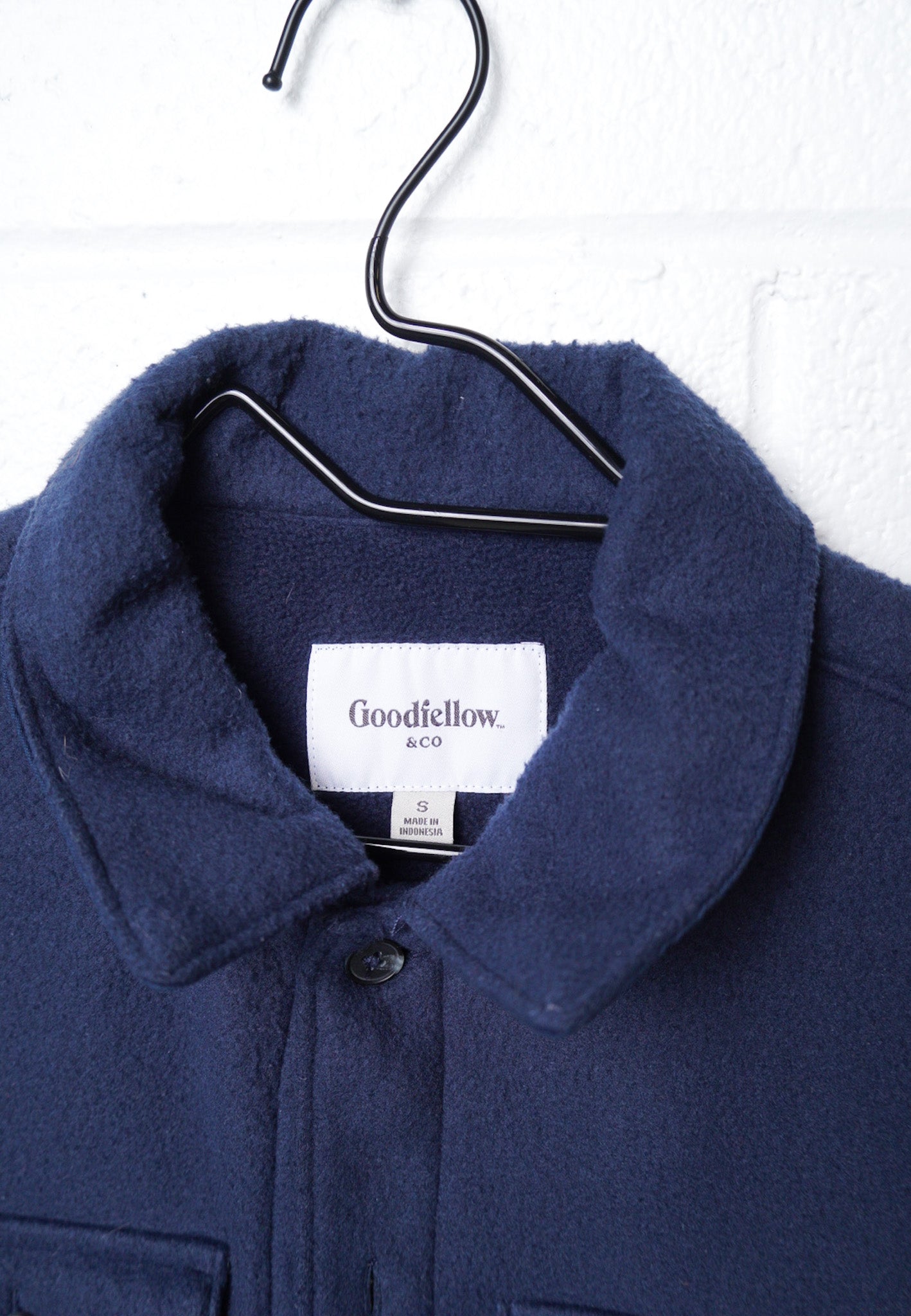 SMALL (mens) Fleece Navy Blue Shacket with "Nice Catch" design