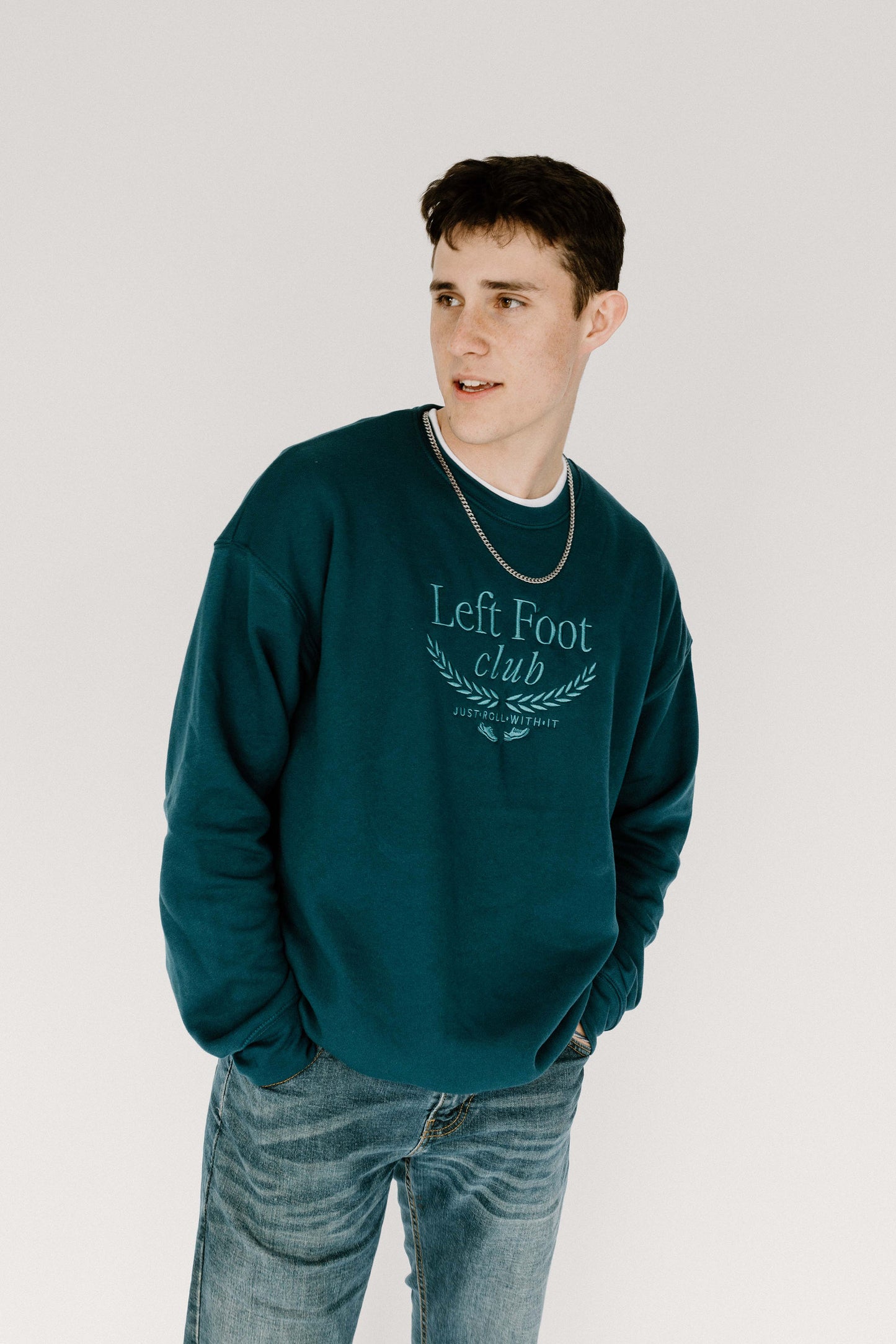 LEFT FLOOT CLUB EMBROIDERED CREW NECK