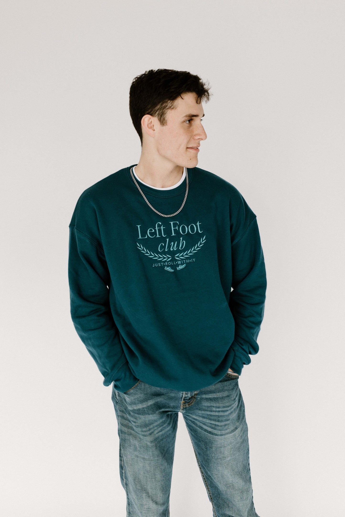 LEFT FLOOT CLUB EMBROIDERED CREW NECK
