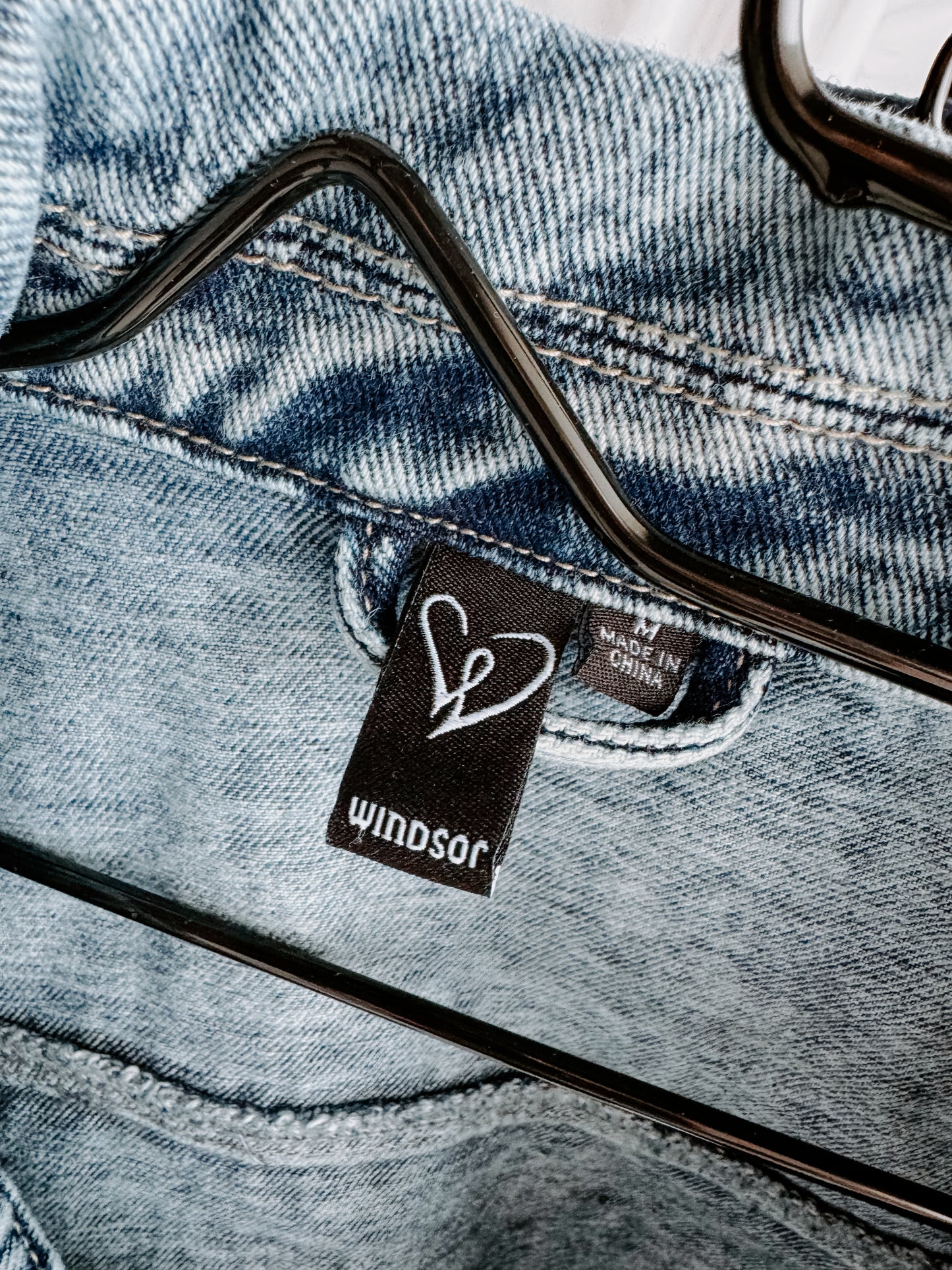 MEDIUM OVERSIZED Stone Washed Jean Jacket with "Nice Catch" design