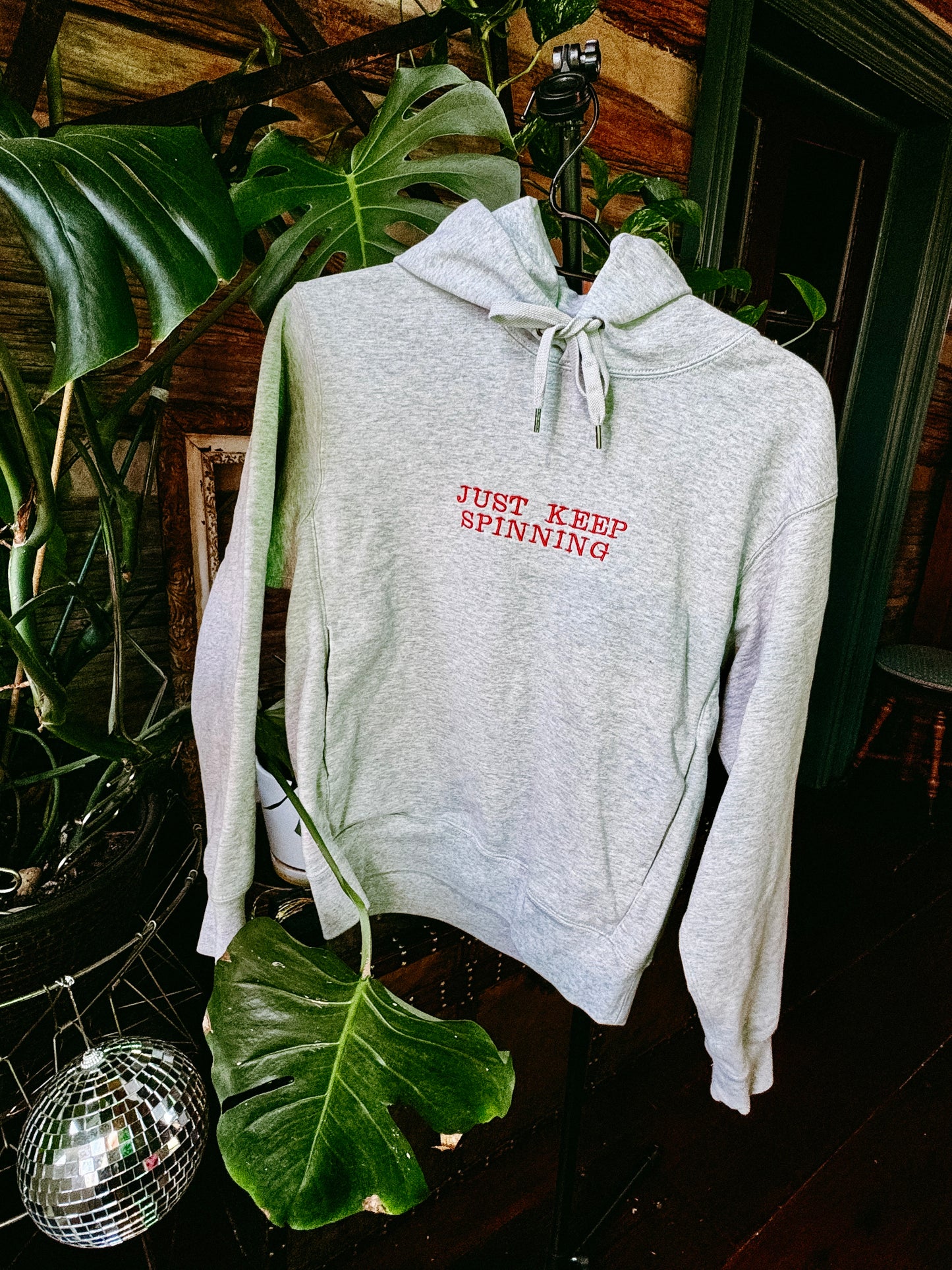 X-SMALL -UNIQLO- Grey "Just Keep Spinning" Hoodie
