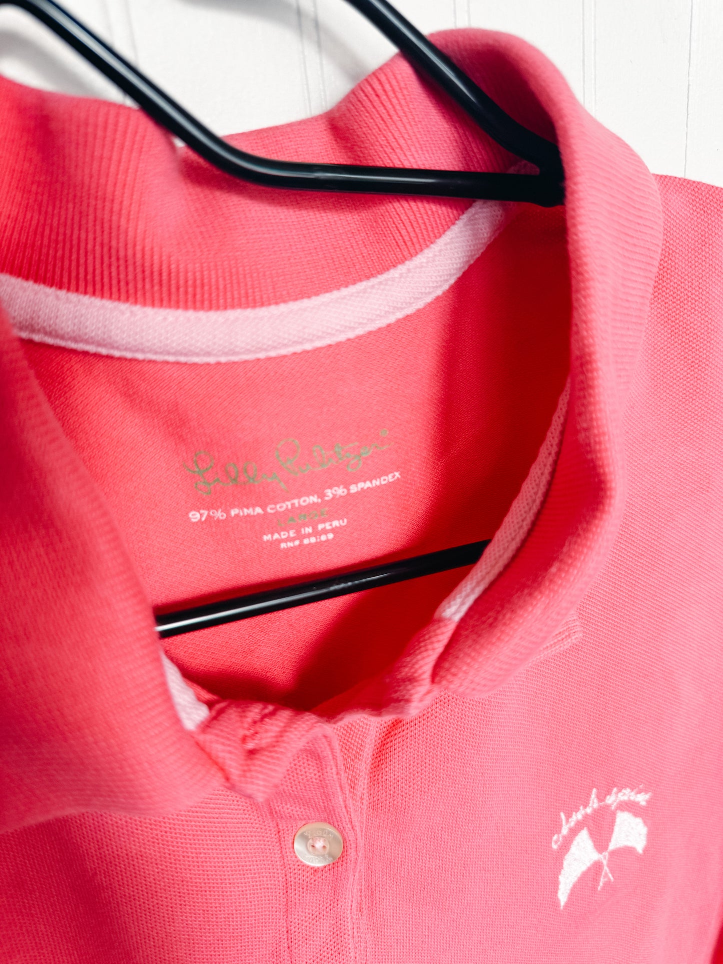 LARGE -LILY PULITZER-  Polo with pocket area Flag Logo design