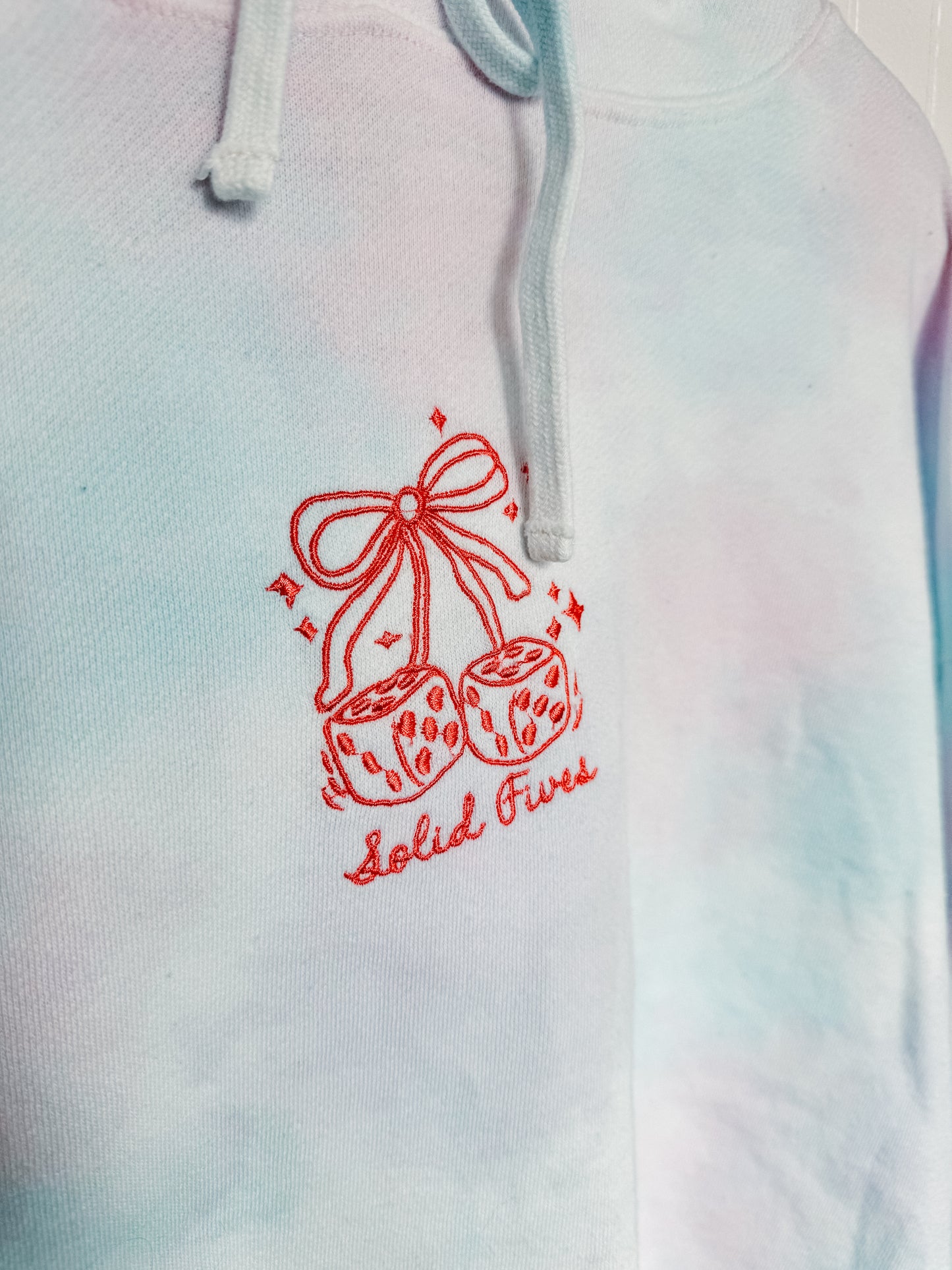 LARGE Tie Dye Cropped Hoodie with "Solid Fives" Design