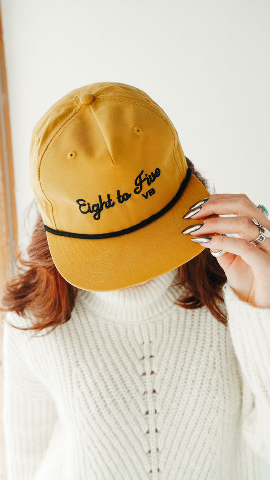 EIGHT TO FIVE EMBROIDERED ROPE HAT
