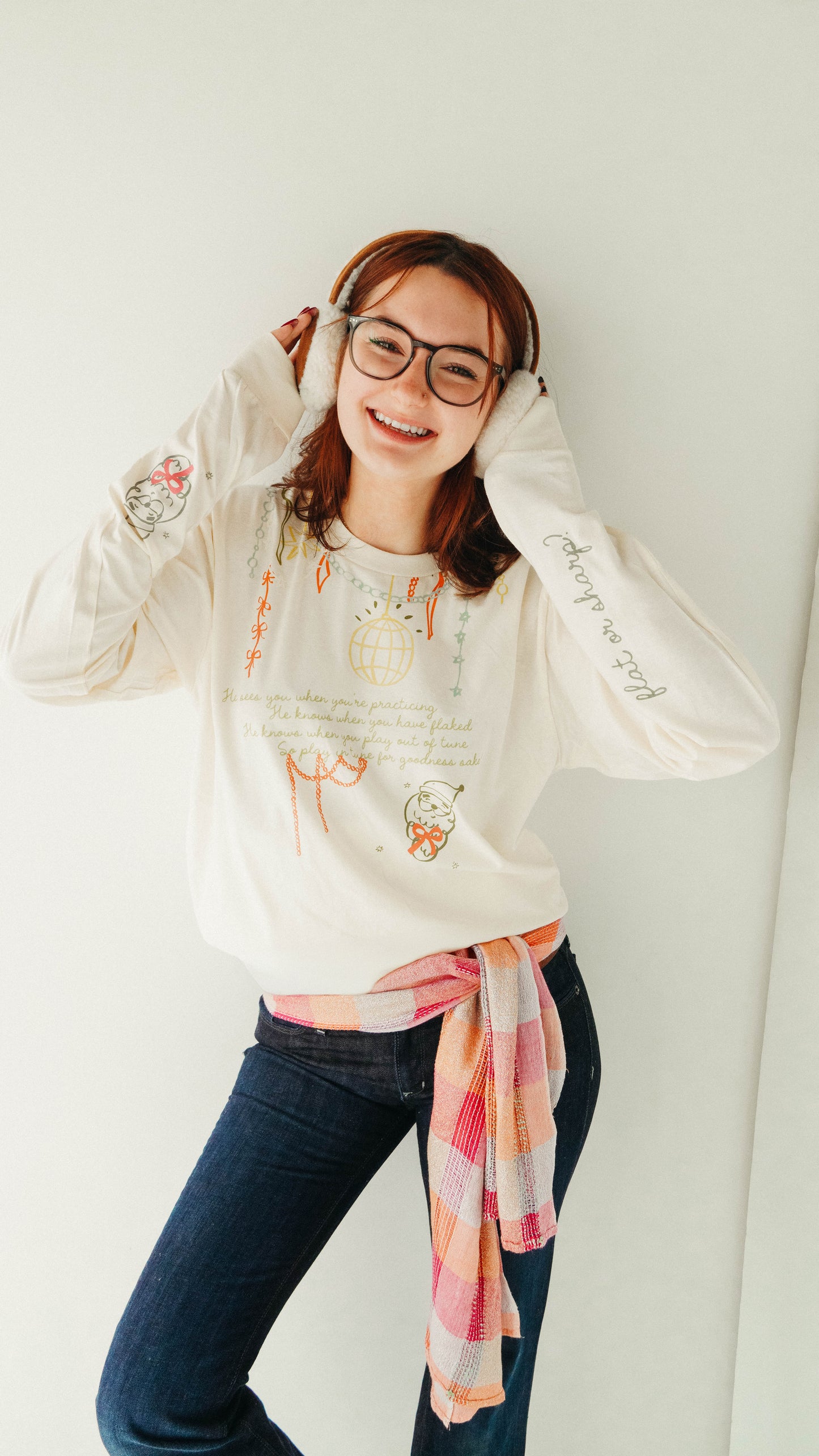 PLAY IN TUNE CHRISTMAS GARLAND LONG SLEEVE TSHIRT