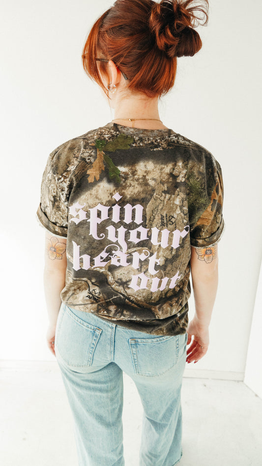 SPIN YOUR HEART OUT CAMO COLOR GUARD SHIRT