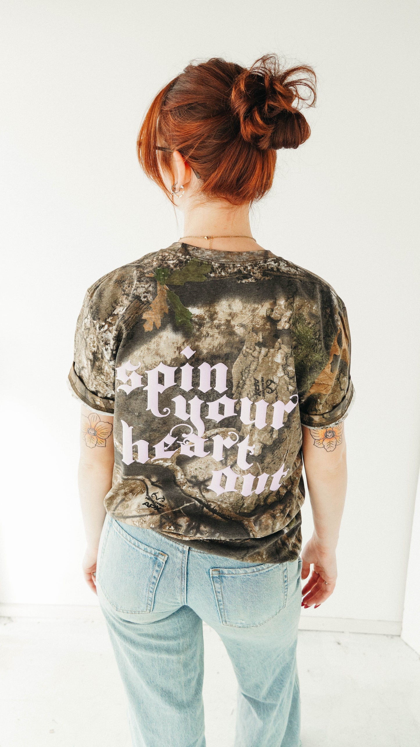 SPIN YOUR HEART OUT CAMO COLOR GUARD SHIRT