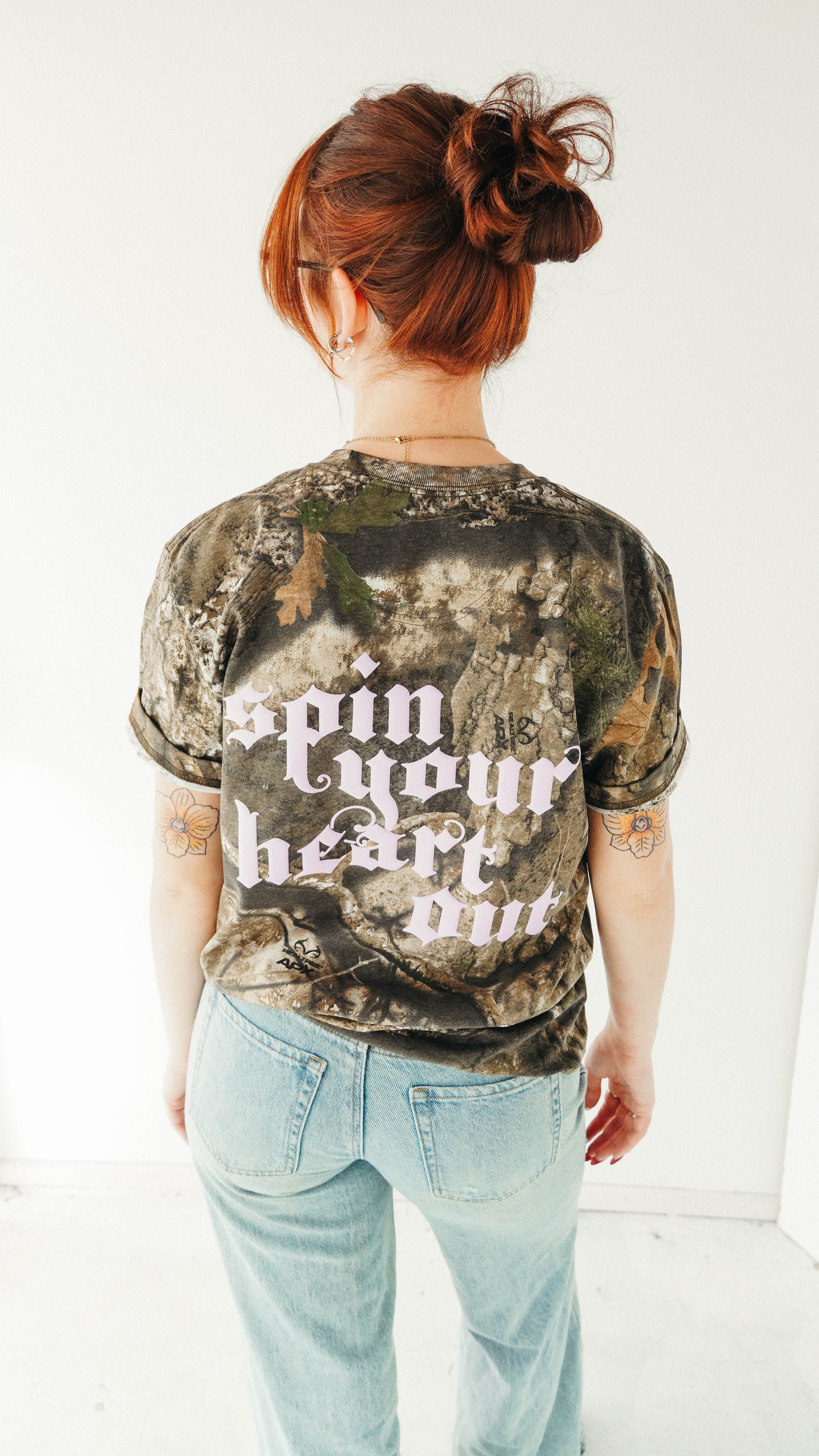 SPIN YOUR HEART OUT CAMO COLOR GUARD SHIRT